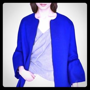 Zara Coat XS Electric Blue Ruffle Sleeve Oversized